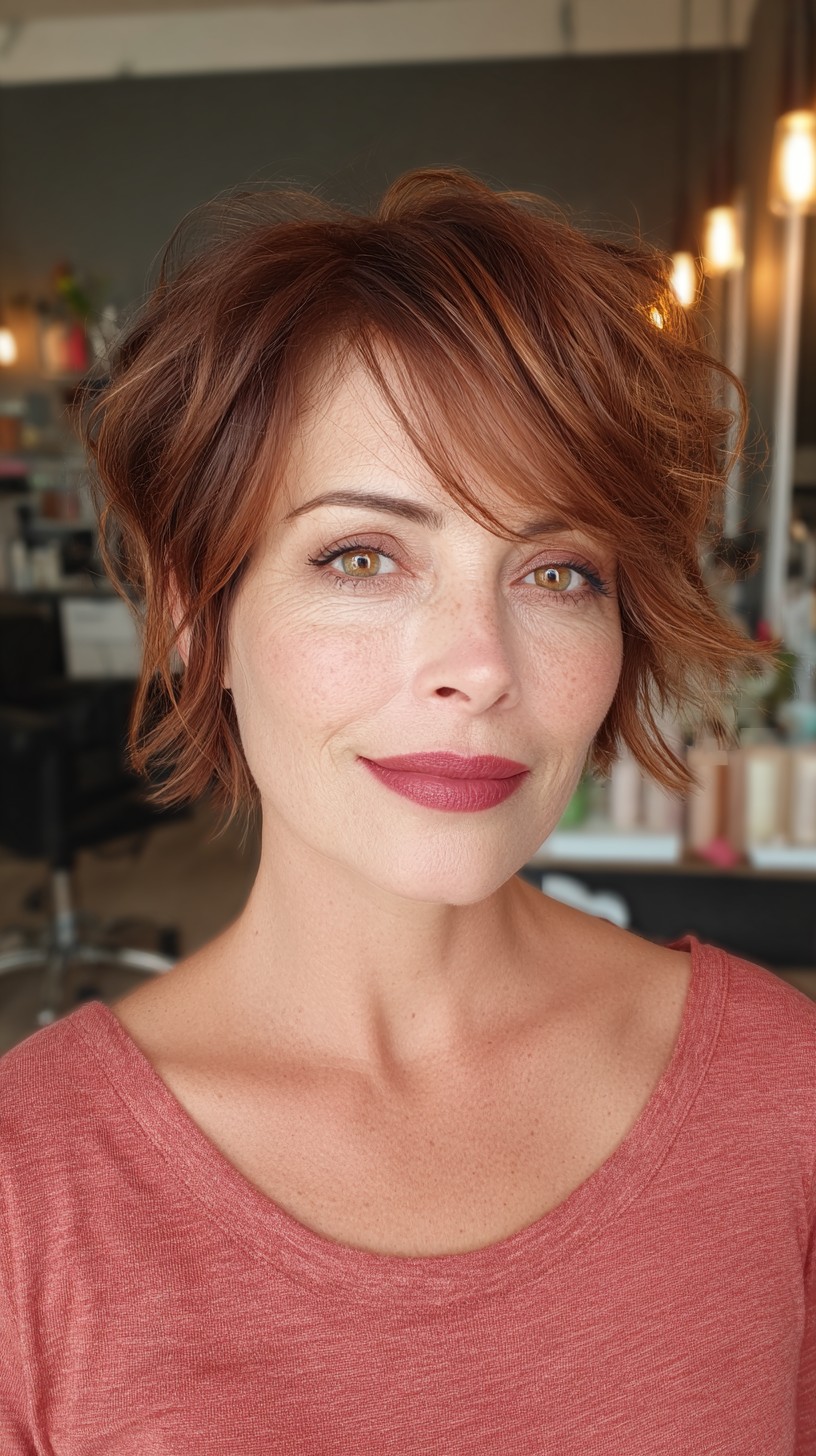 Textured Copper Pixie with Soft Waves
