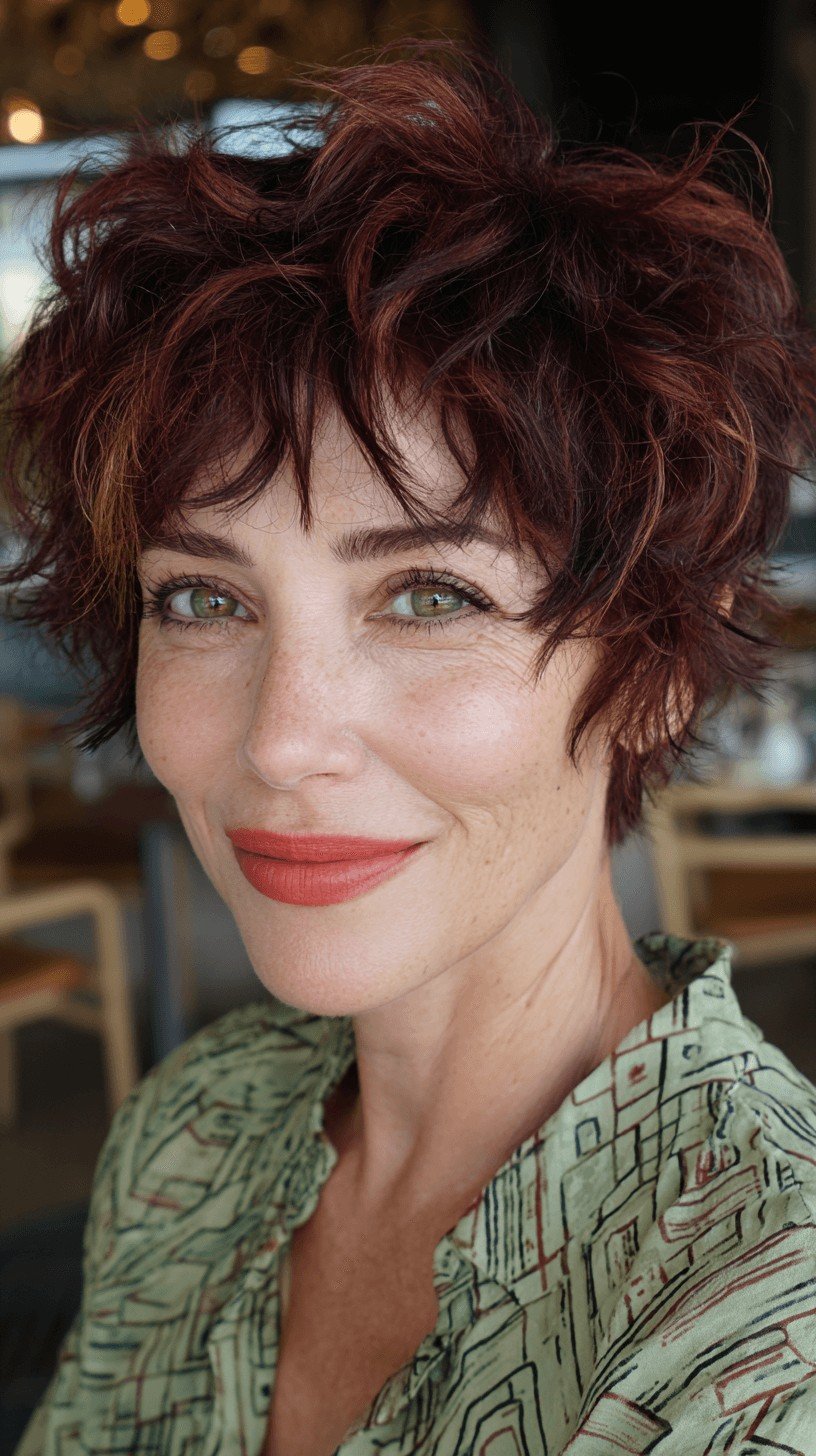 Textured Fiery Red Pixie Cut with Defined Layers