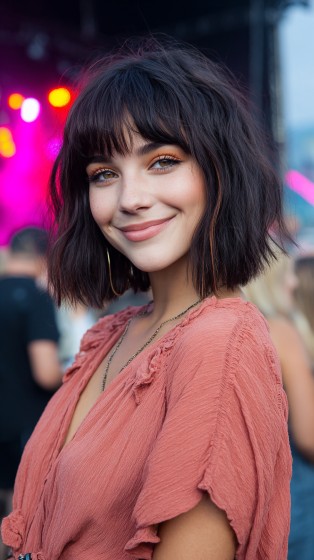 Textured Lob with Soft Bangs