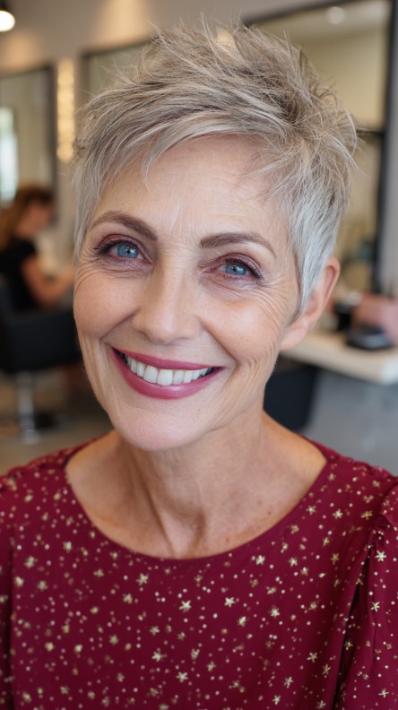 Textured Mini Pixie Cut with Playful Spikes