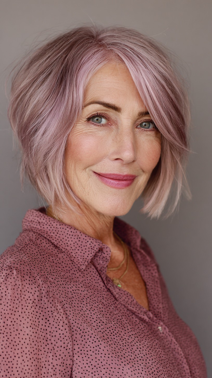 Textured Rose Gold Bob with Subtle Layers