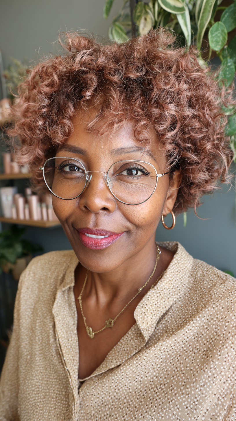 Textured Rose Gold Curly Cut