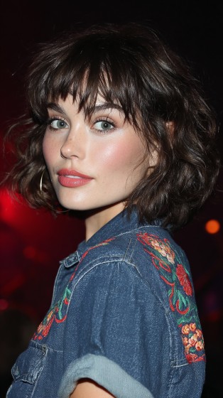 Textured Short Bob with Wispy Bangs