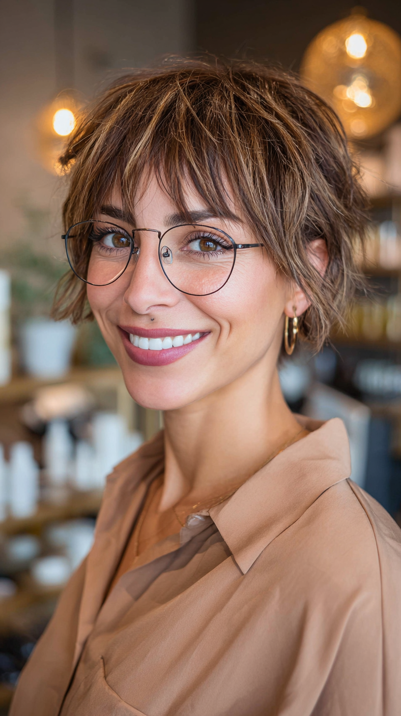 Textured Short Pixie Cut with Subtle Bangs