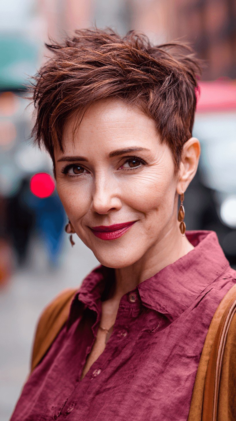 Textured Short Pixie Cut with Subtle Highlights