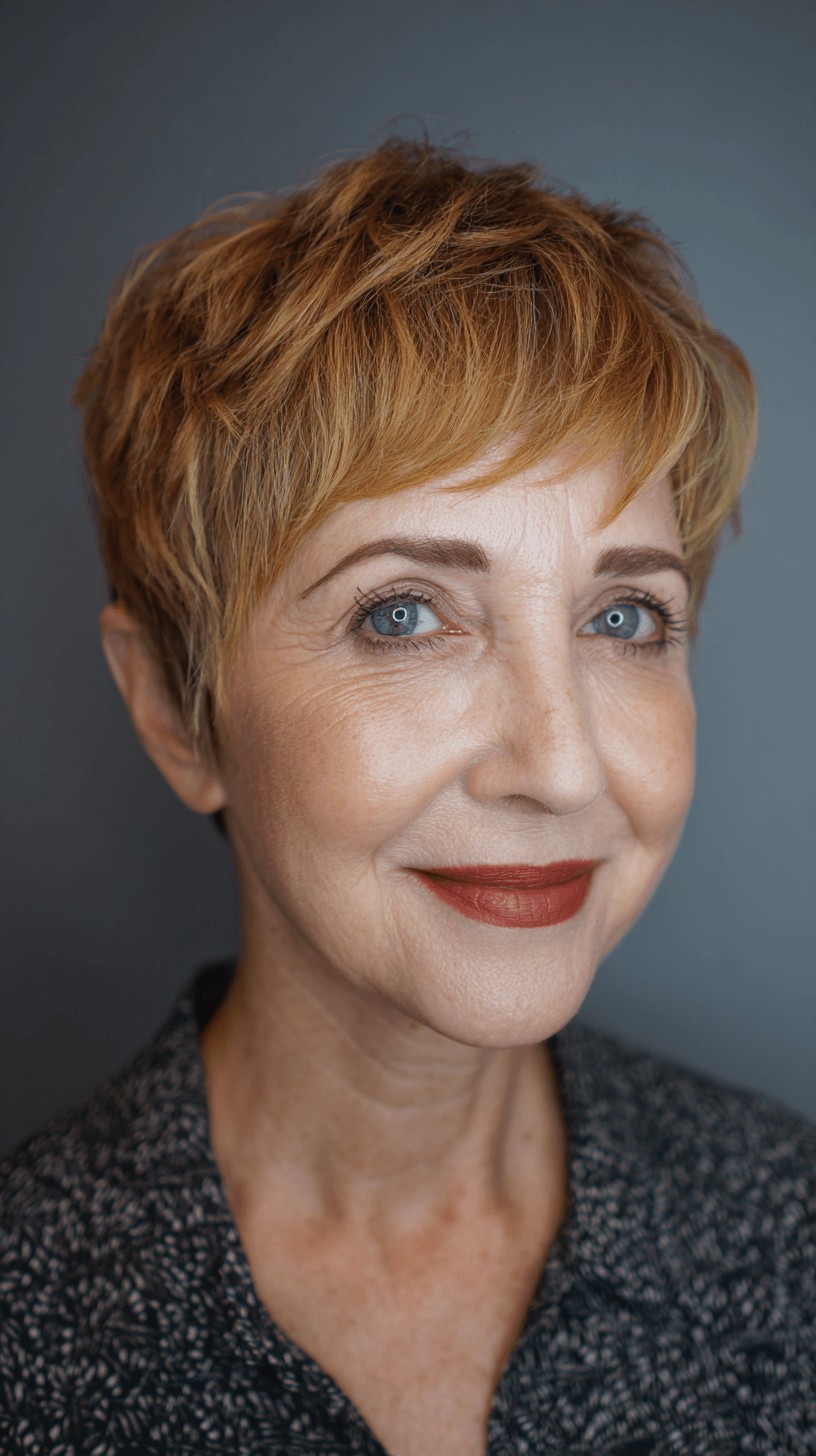 Textured Short Pixie Cut with Subtle Warm Tones