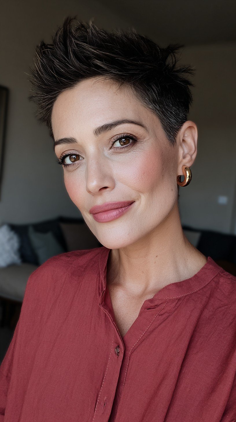 Textured Short Pixie with Defined Edges