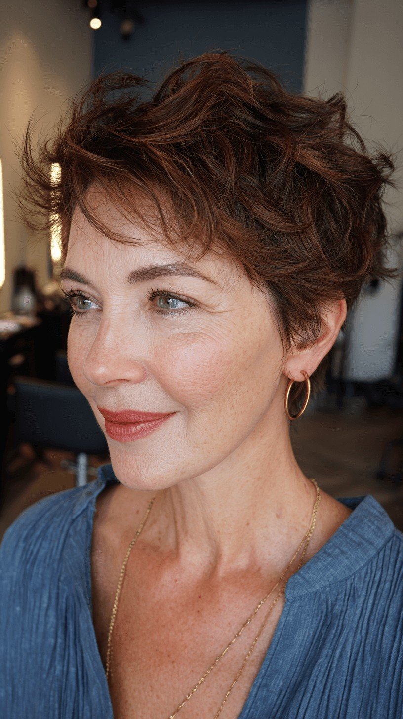 Textured Short Pixie with Spiraled Volume