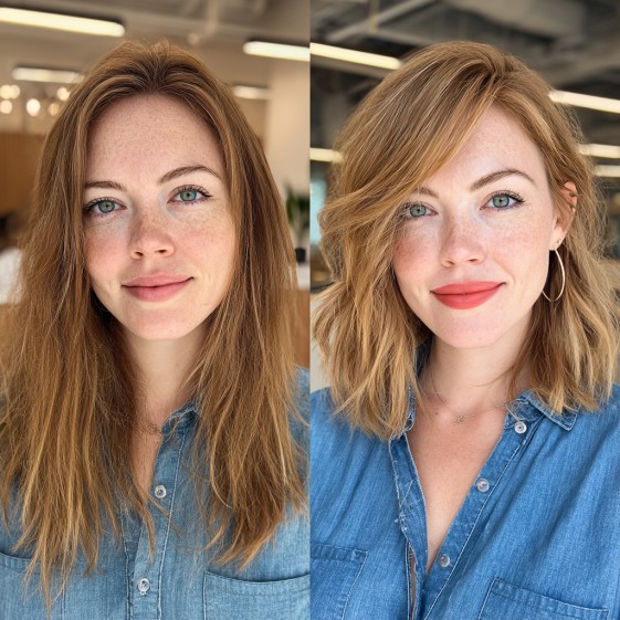 Textured Shoulder-Length Waves with Subtle Highlights