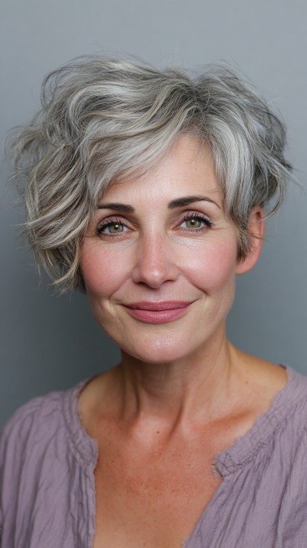 Textured Silver Tousled Pixie Bob