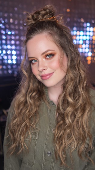Trendy Half-Up Curls with Soft Beach Waves