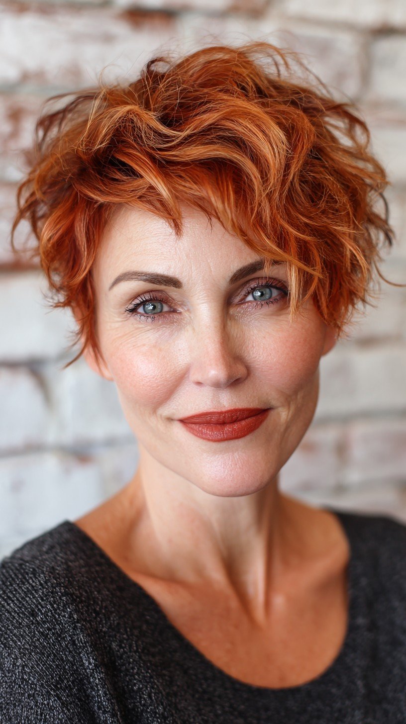 Vibrant Textured Pixie with Defined Curls