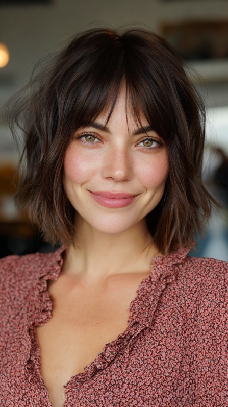 Chic Textured Bob with Soft Bangs