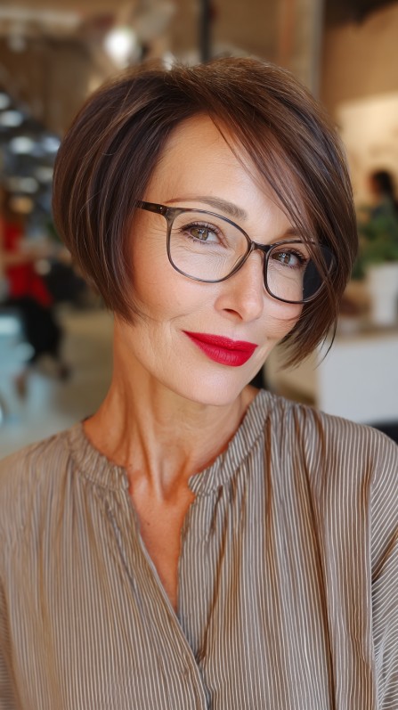 Chic Angular Bob with Subtle Highlights