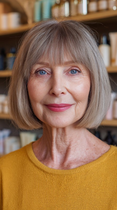Chic Blunt Bob with Soft Bangs