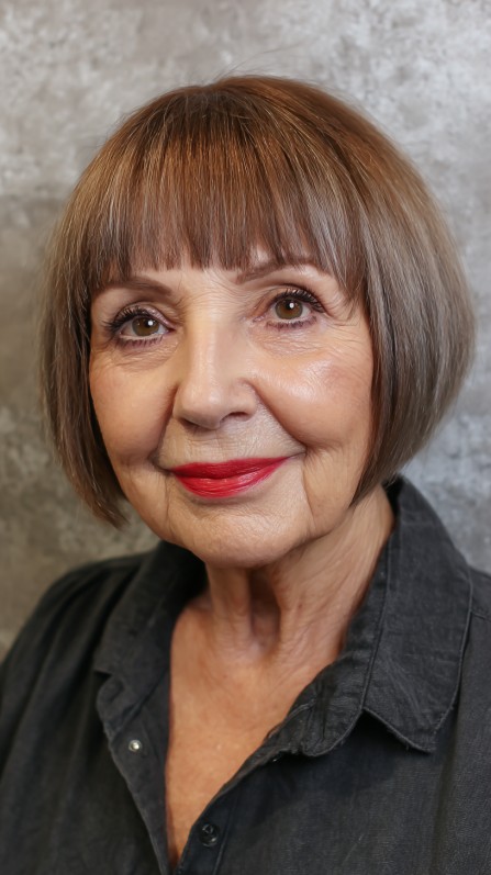 Chic Blunt Bob with Soft Fringe