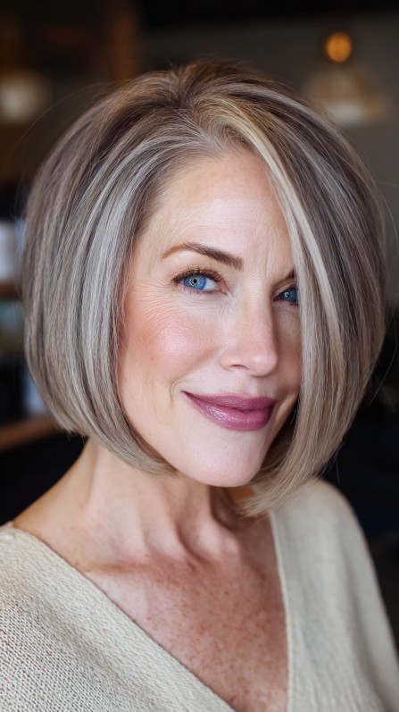 Chic Blunt Bob with Subtle Highlights