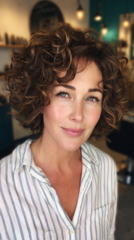 Chic Curly Bob with Natural Volume