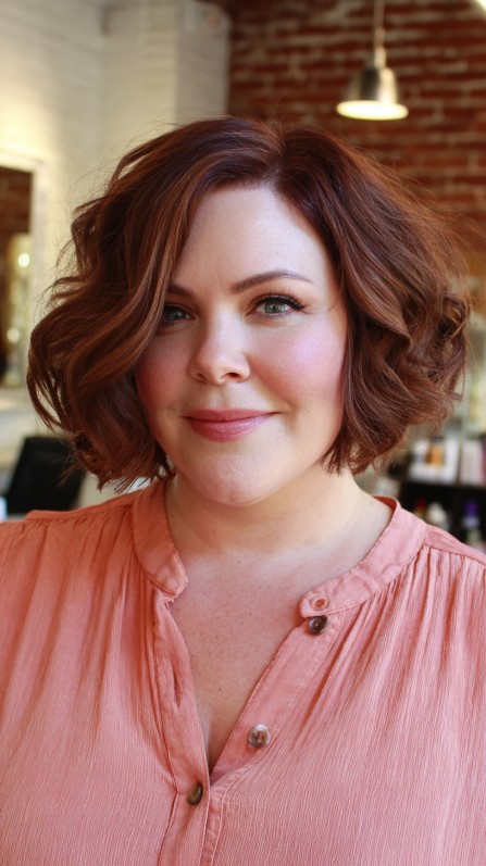 Chic Curly Bob with Rich Copper Tones