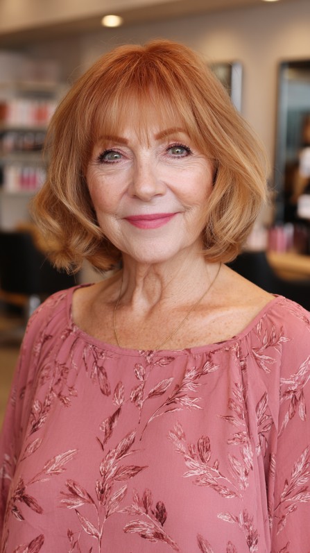 Chic Layered Bob with Soft Copper Highlights