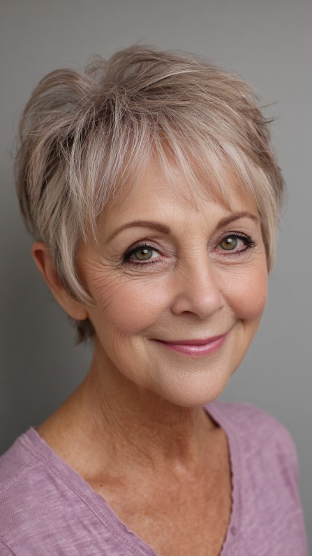 Chic Short Shaggy Pixie with Subtle Highlights