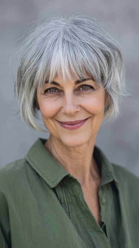 Chic Silver Bob with Subtle Layers