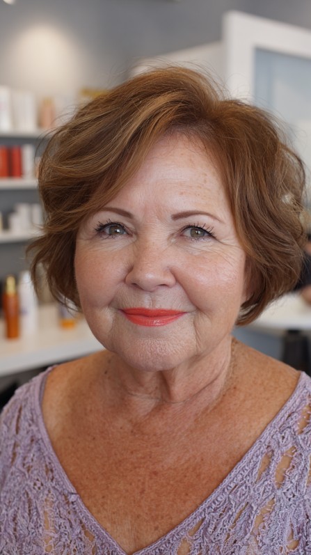 Chic Soft Layered Bob with Warm Highlights