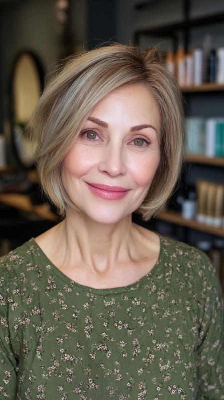 Chic Textured Bob with Subtle Highlights