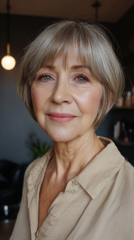 Chic Textured Bob with Subtle Silver Highlights