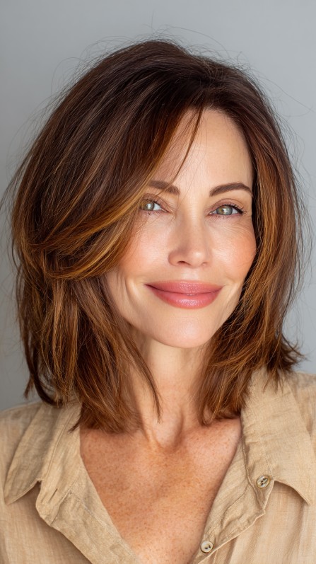 Chic Textured Lob with Subtle Highlights