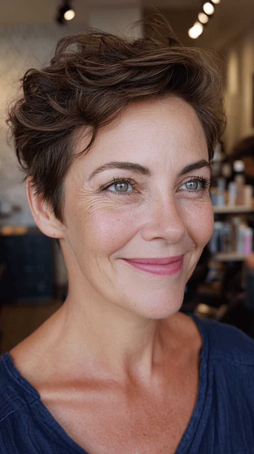 Chic Textured Pixie Cut with Defined Waves