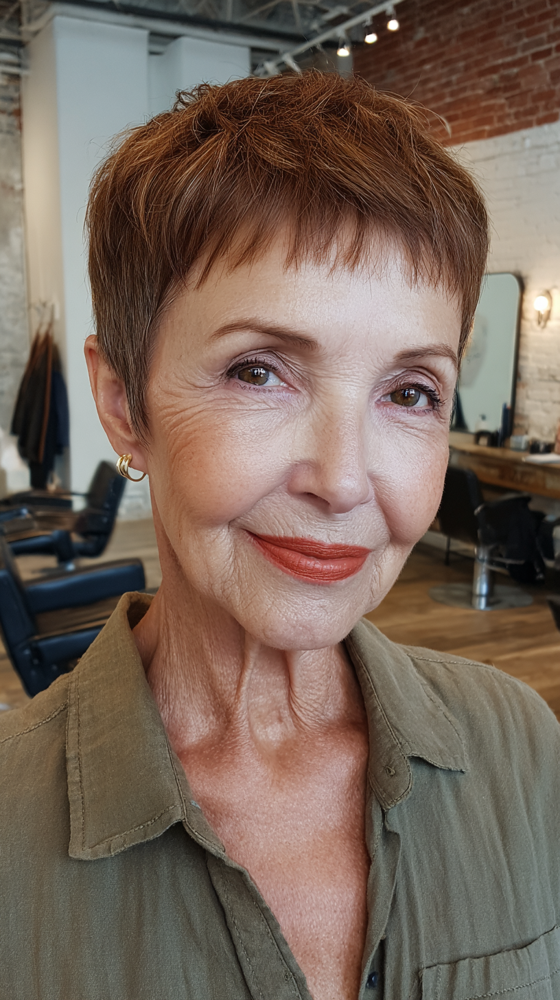 Chic Textured Pixie with Light Brown Highlights
