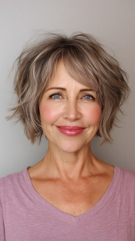 Chic Textured Shaggy Bob with Soft Layers
