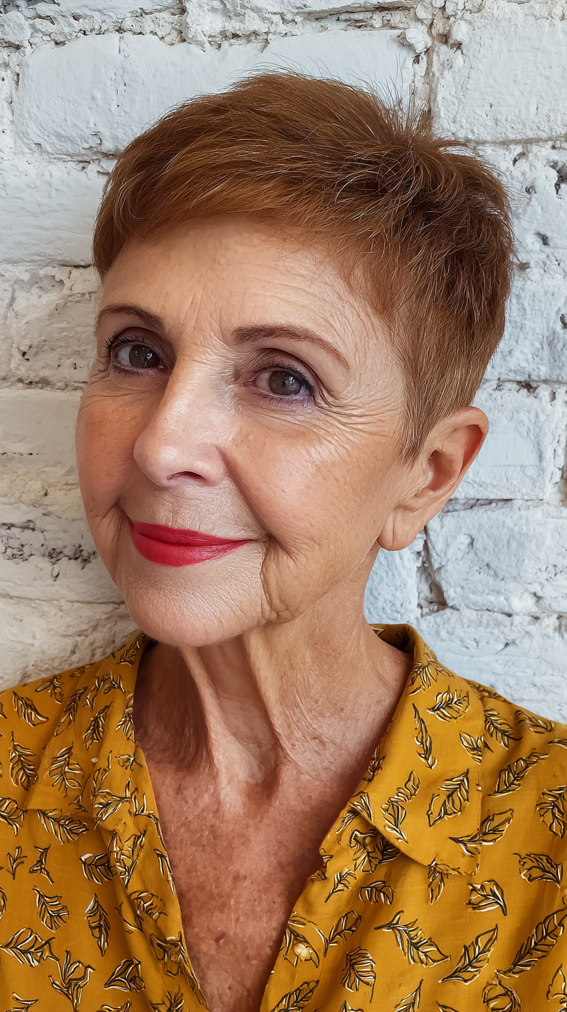 Choppy Textured Pixie Cut with Warm Undertones
