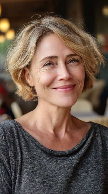 Effortlessly Chic Textured Bob with Soft Waves