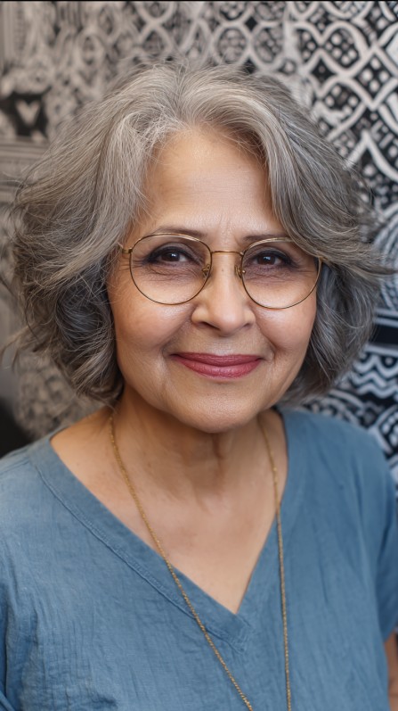 Elegant Soft Gray Bob with Gentle Waves