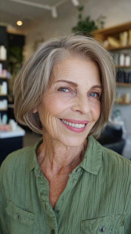 Elegant Textured Bob with Subtle Warm Highlights