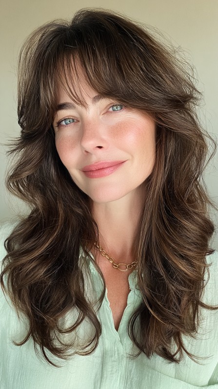 Layered Textured Cut with Feathered Bangs