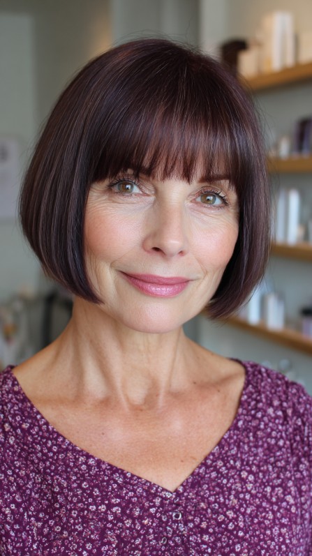 Sleek Inverted Bob with Soft Bangs