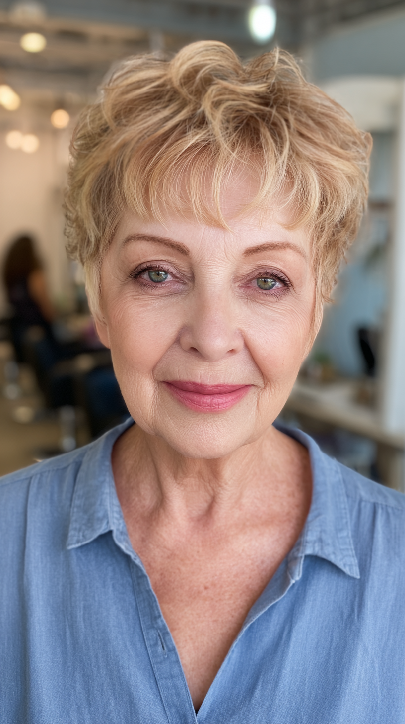 Soft Curly Pixie with Gentle Layers