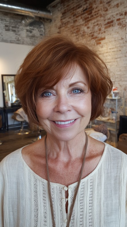 Softly Curled Layered Bob with Subtle Volume