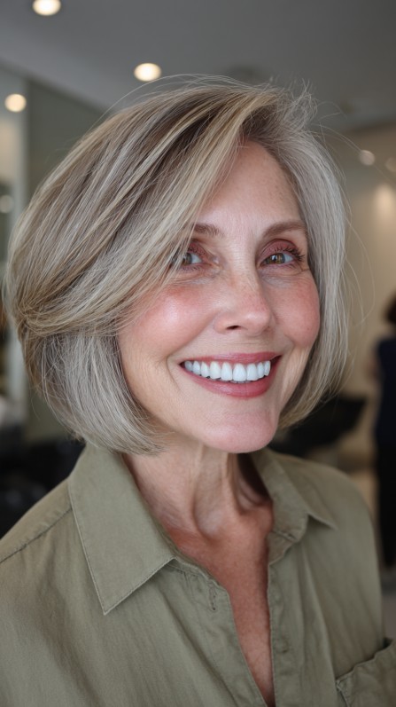 Softly Layered Bob with Subtle Highlights