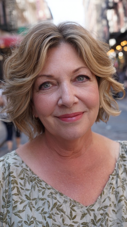 Softly Layered Wavy Bob with Gentle Face-Frame