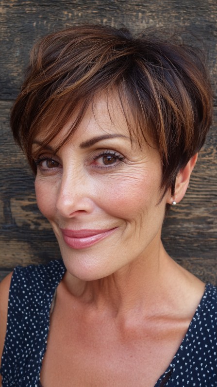 Stylish Short Textured Pixie with Face-Framing Bangs