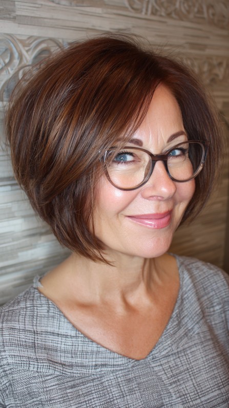 Stylish Warm Brown Bob with Volume