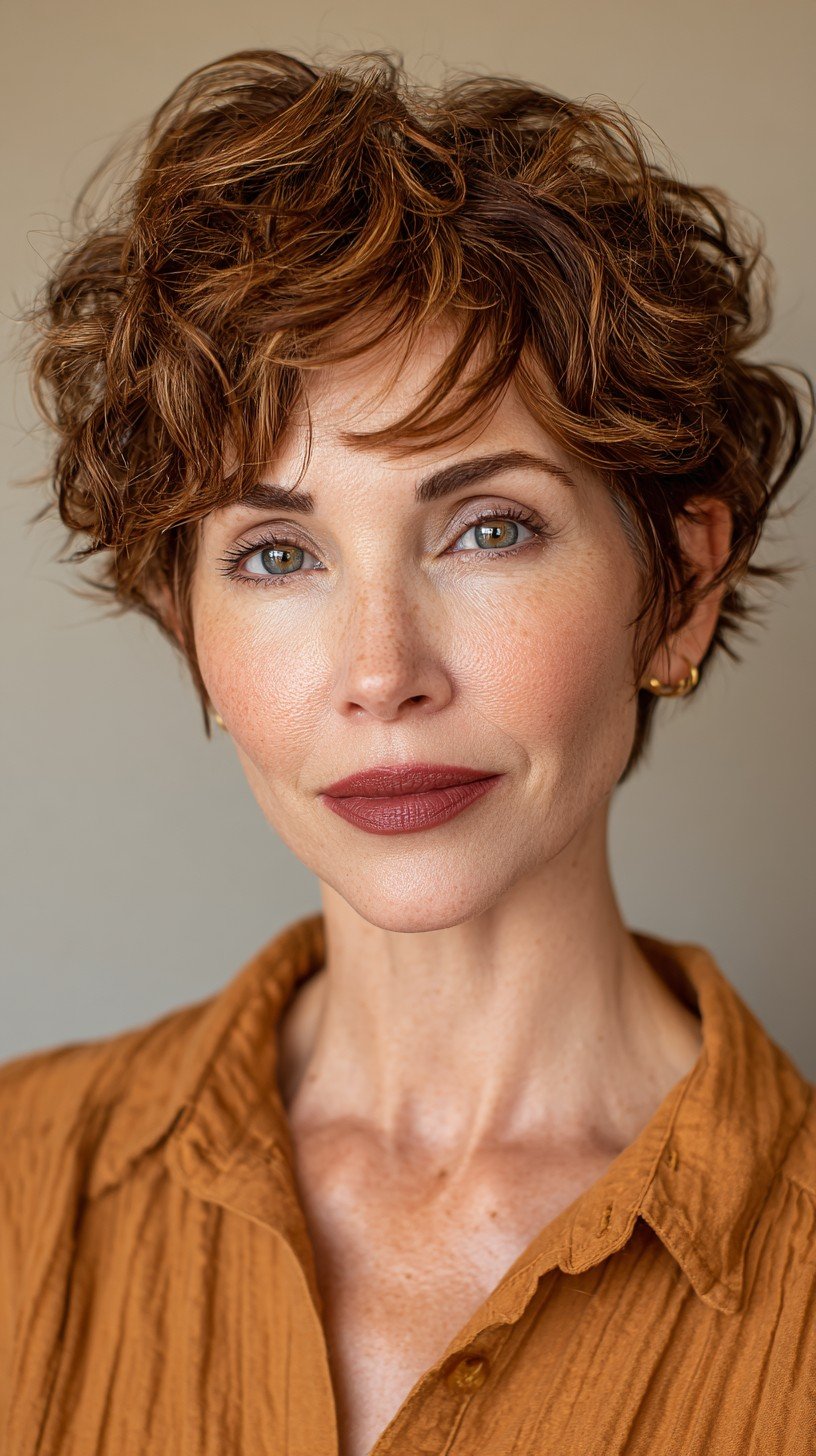 Textured Copper Pixie with Soft Curls