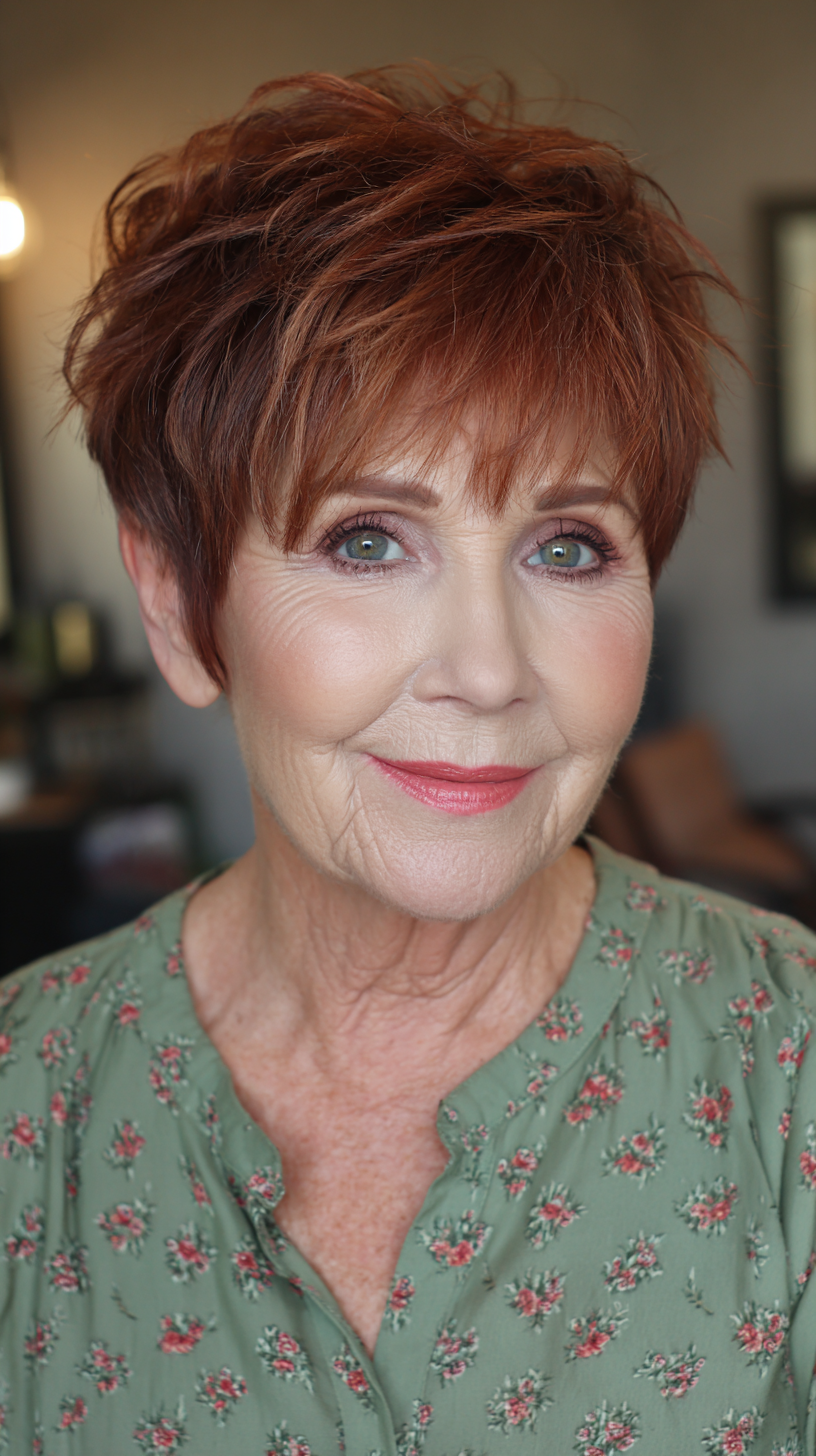 Textured Copper Pixie with Soft Layers