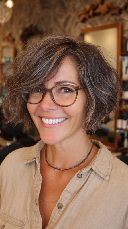 Textured Short Bob with Effortless Waves