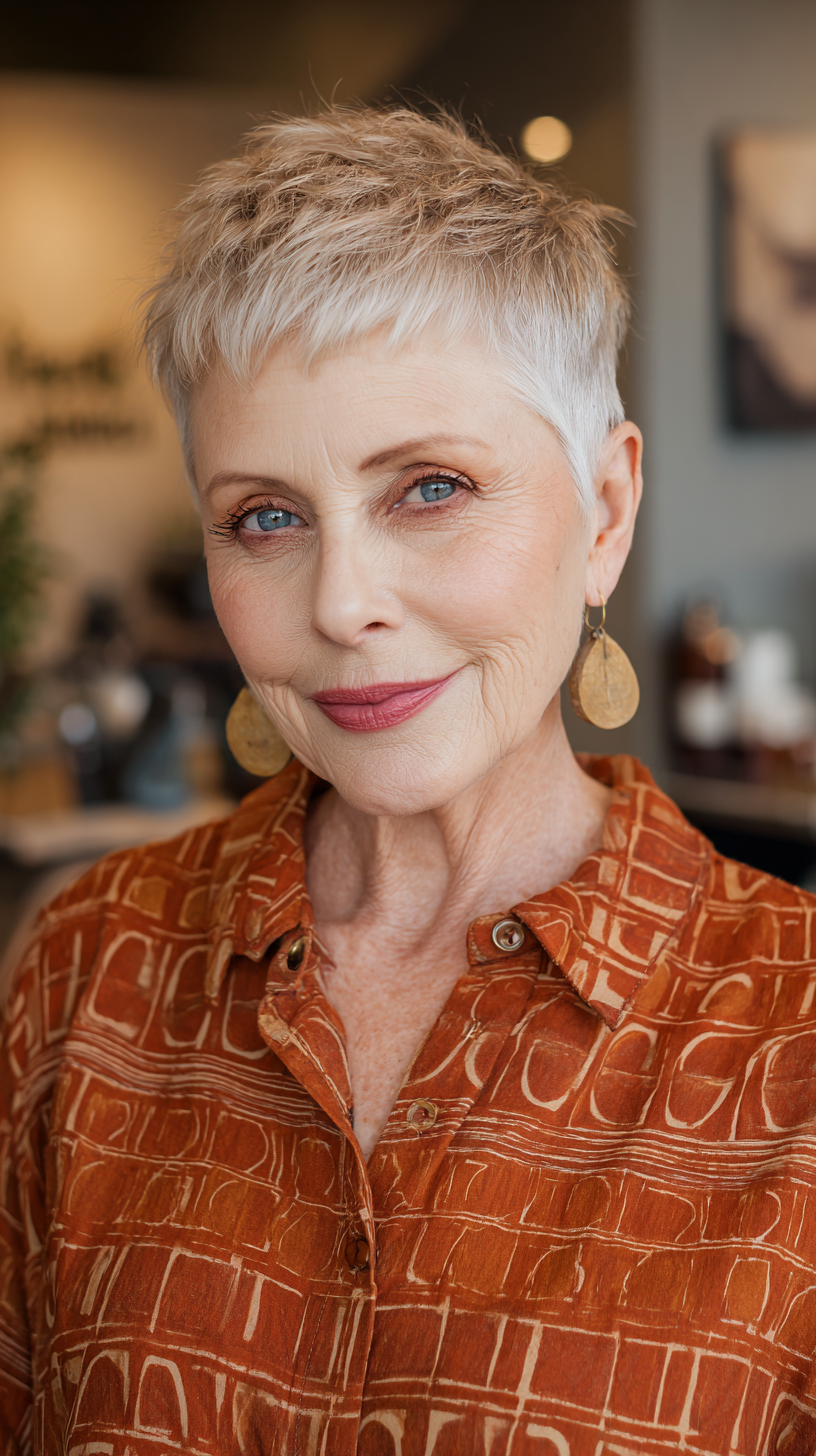 Textured Short Pixie with Feathered Layers