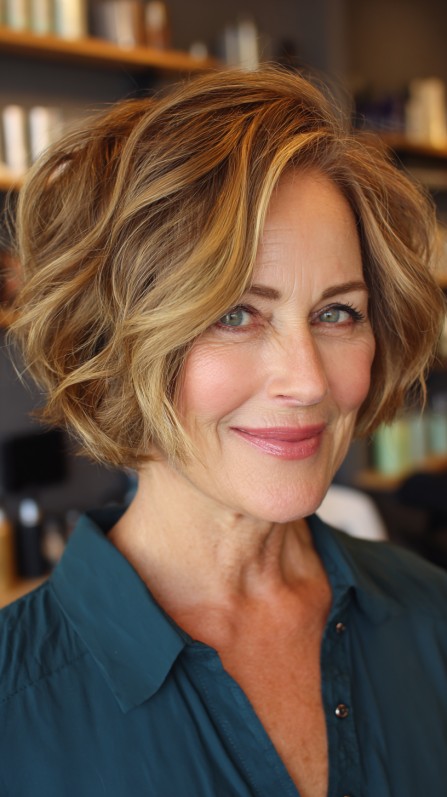 Voluminous Textured Bob with Luscious Highlights